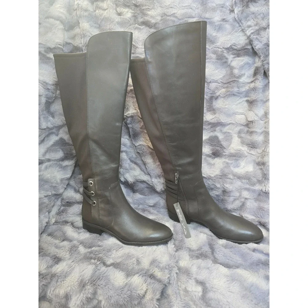NWB Vince Camuto Pauletta Leather Over The Knee Wide Calf Boot Power Grey Size 8